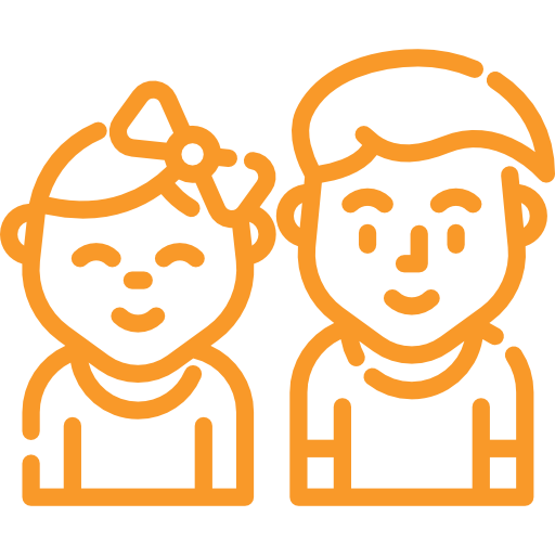 Icon of two children linking to the Children and Families