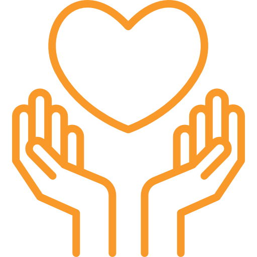 Icon of a hand holding a heart linking to the Health and Wellbeing section
